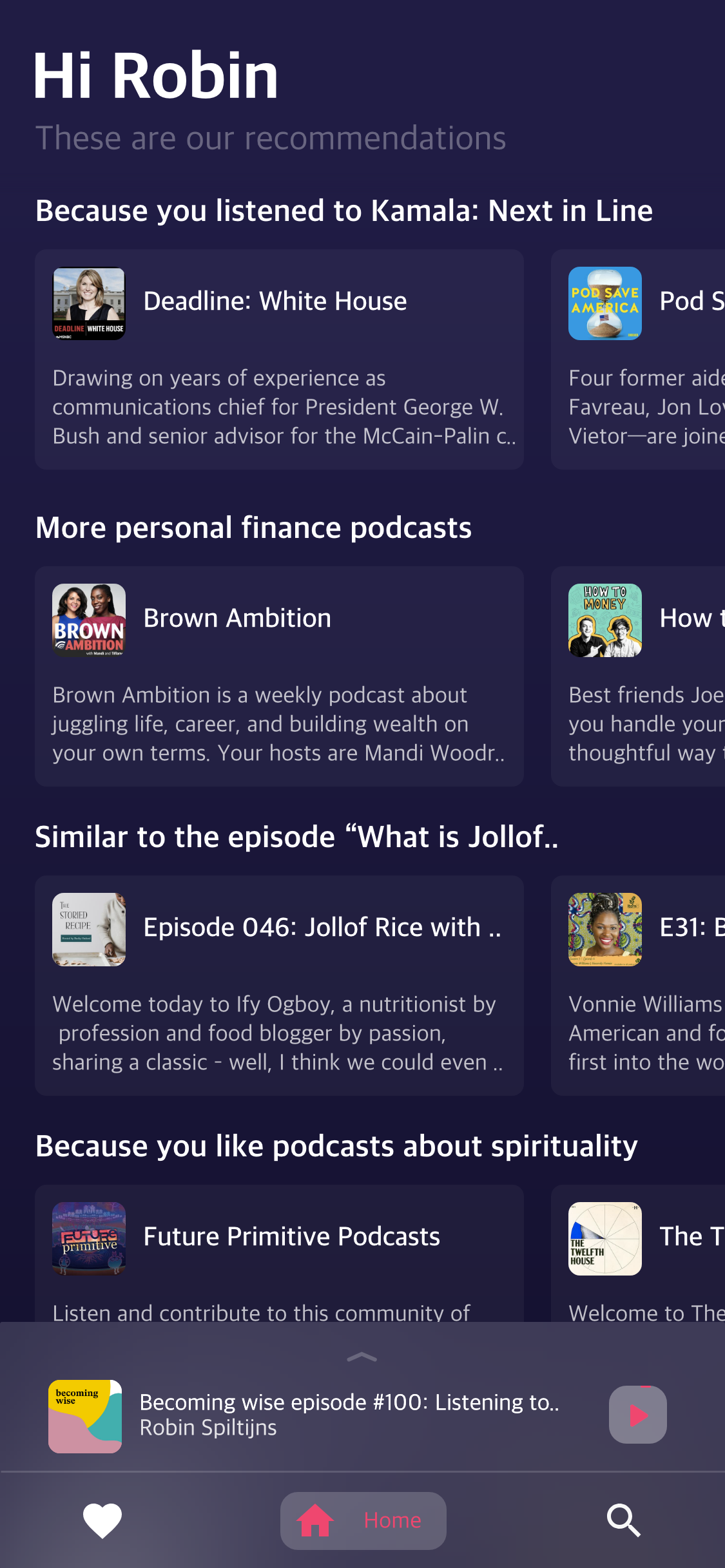 Podcast recommendation app